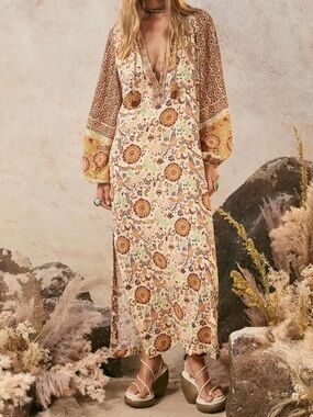 chinese dress ladies SPELL Siesta Maxi Dress - White Sand